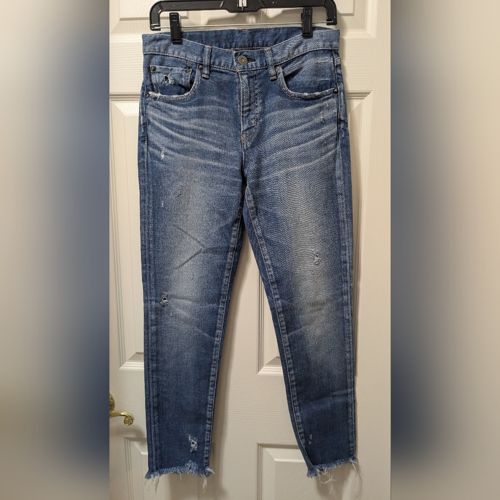 Moussy Vintage Diana High-Rise Distressed Cropped Jeans Size 27 light Blue